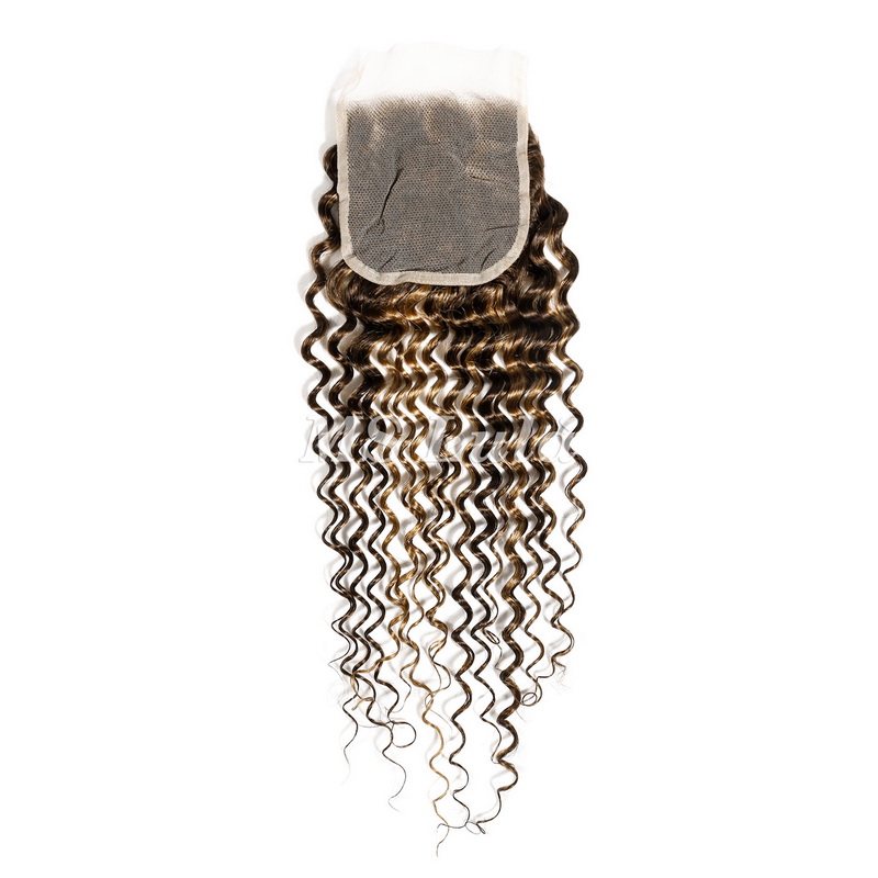 Deep Wave #4/27 Highlight Virgin Human Hair 4x4 13x4 Transparent Lace Closure/Frontal - 图片 3